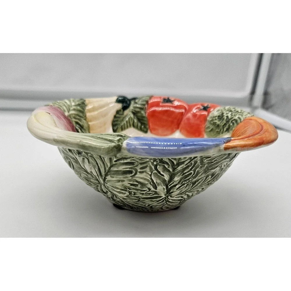 Fitz and Floyd 1992‎ Vegetable Garden 3D Relief Ceramic Bowl Vintage 5.5in